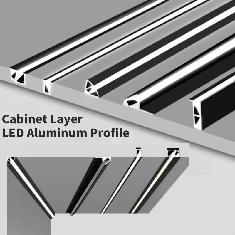 Recessed Backlight LED Aluminum Profile Cabinet Layer Channel Silicone Diffuser Wardrobe Bookshelf Closet Hidden Bar Strip Light