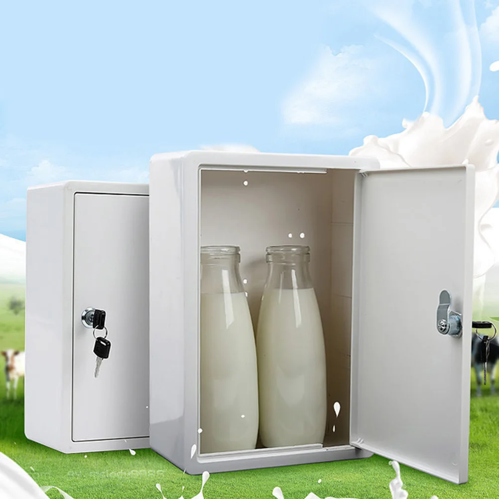 Wall Mount Locking Mailbox Milk Wall-mounted Outdoor Iron Sheet Fresh Delivery ( ) Crate with 5