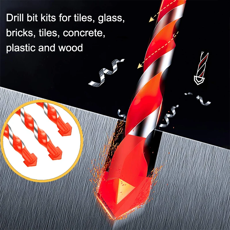 3-12mm Professional Tungsten Carbide Drill Bit Set for Drilling Glass Ceramic Tile Concrete Metal Drilling Tool Center Bit Drill Bit Set Bits Bit