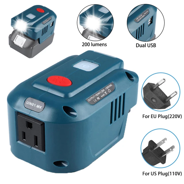 URUN For Makita Power Inverter,for Makita 150W Portable Power Supply  Inverter For Makita 18 Volt Lithium Battery,for Makita USB Charger  Adapter,with AC Outlet And Dual USB+200LM LED Light on Galleon Philippines