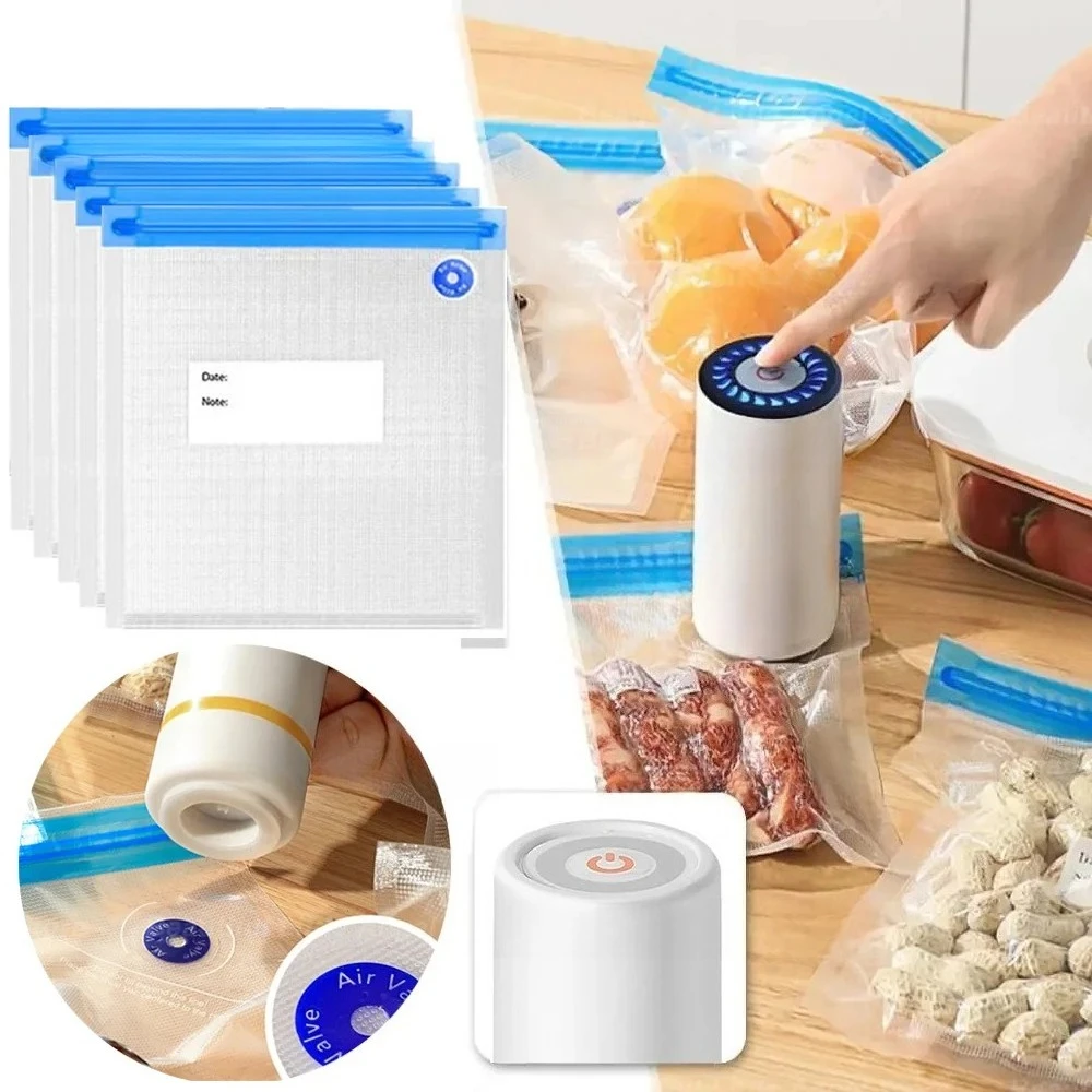 Electric Air Pump Handheld Automatic Air Pump Food Fresh-Keeping Rechargeable Vacuum Sealer with BPA-Free Vacuum Packaging Bag 1