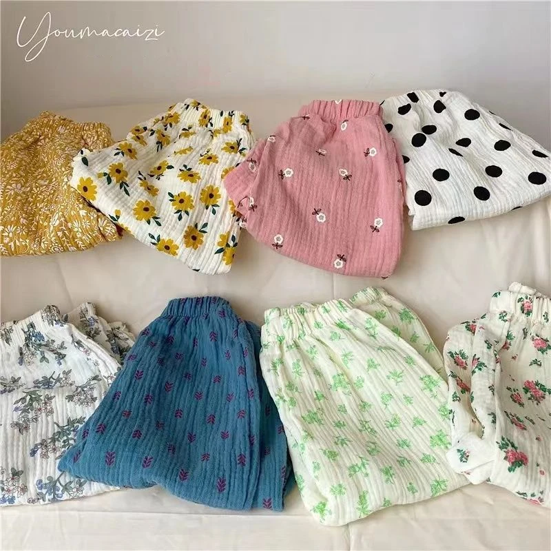 

Baby Girls Anti Mosquito Pants Toddler Kids Floral Printed Pant 2024 Summer 1 To 6Yrs Children's Trousers Clothing Casual