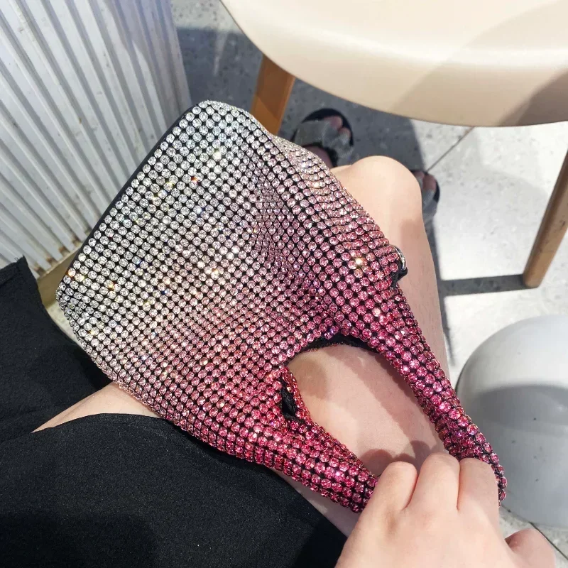 

Luxury Rhinestone Clutch Bag Party Women Handbag Shinny Rhinestone Shoulder Crossbody Designer Dinner Bucket Bag