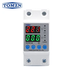 Din Rail Dual Display Voltage & Current Protection Relay - 60A