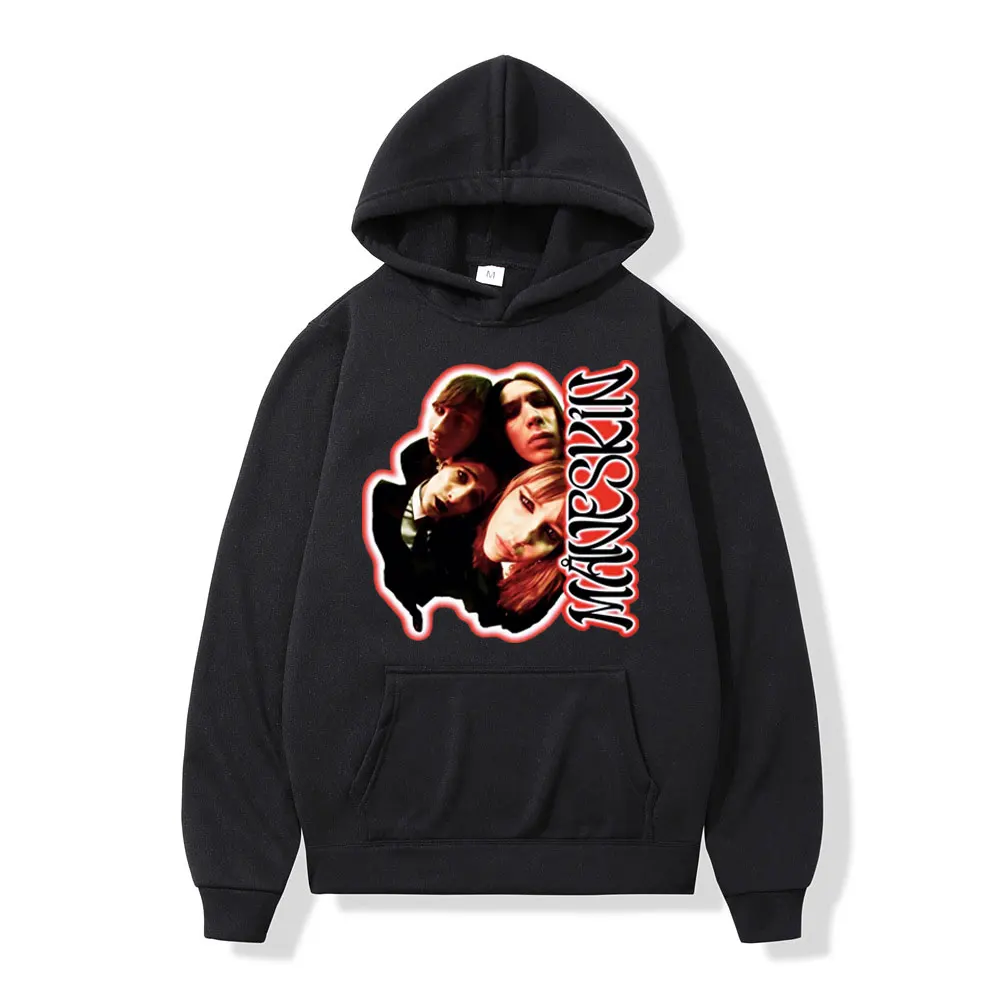 

Hot Band Maneskin Graphic Hoodies Men's Women Fashion Casual Hooded Sweatshirts Autumn Winter Hip Hop Rock Oversized Pullovers