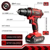VVOSAI 12V 16V 20V Cordless Drill Electric Screwdriver Mini Wireless Power Driver DC Lithium-Ion Battery 3/8-Inch 3
