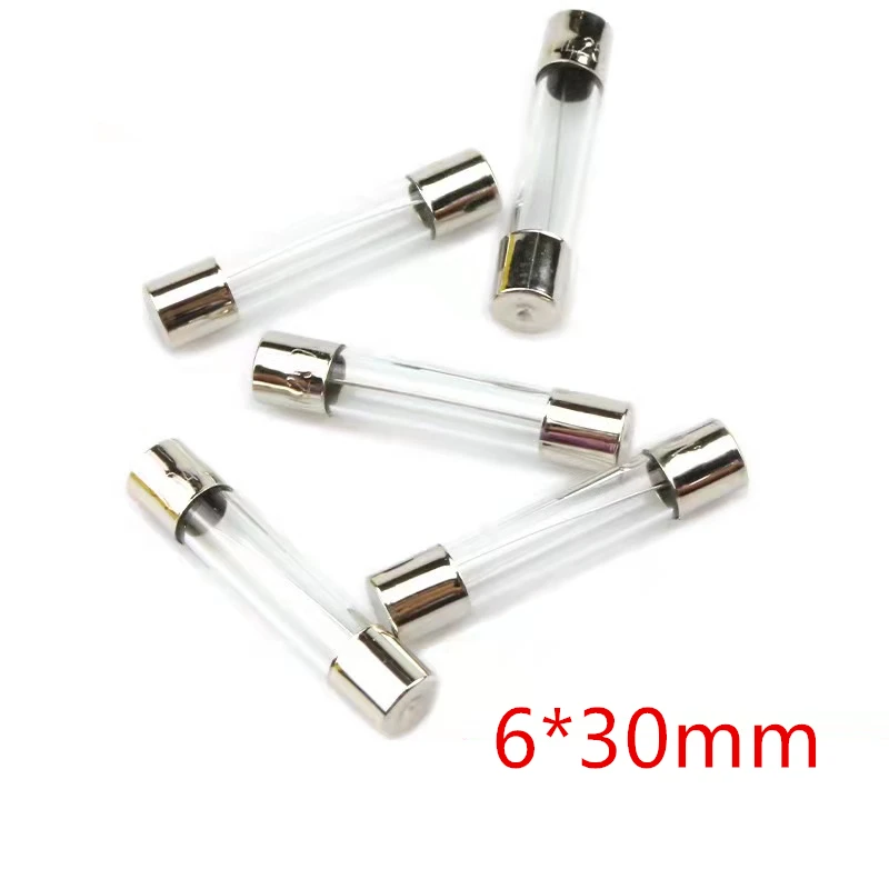 10 pcs Fusível De Tubo De Vidro 5x20 6x30mm 0.1A 0.2A 0.5A 1A 2A 3A 4A 5A 6.3A 8A 10A 12A 15A 20A 30A 25A 250V Fusíveis Rápidos Fusíveis