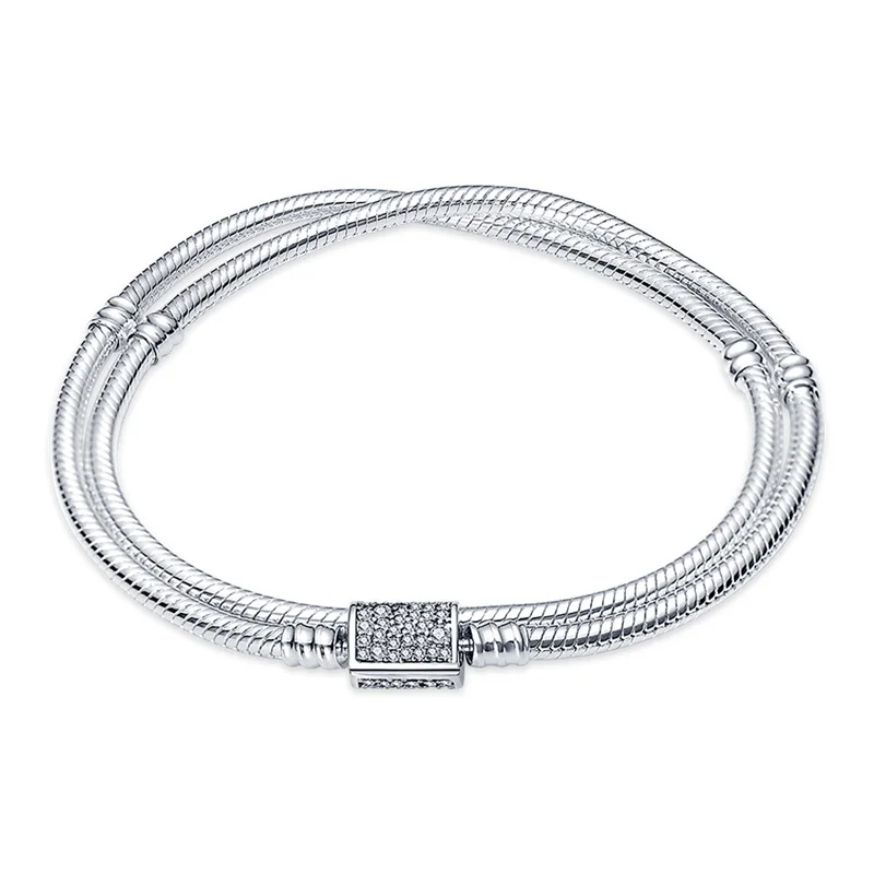 Silver Bracelet 100% Real 925 Fit Original Design Beads Charms Bangle DIY Jewelry Making Gift For Women