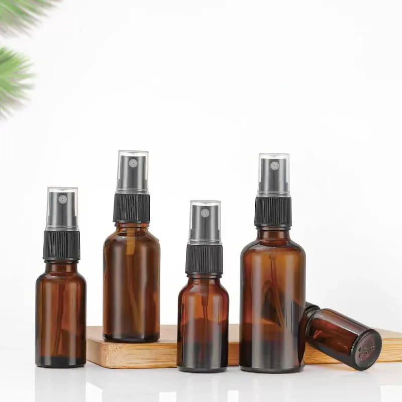 10/20pcs 30/50ml Empty Amber Glass Portable Spray Bottle Sprayer Essential Oil Container Mini Spray Perfume Bottle