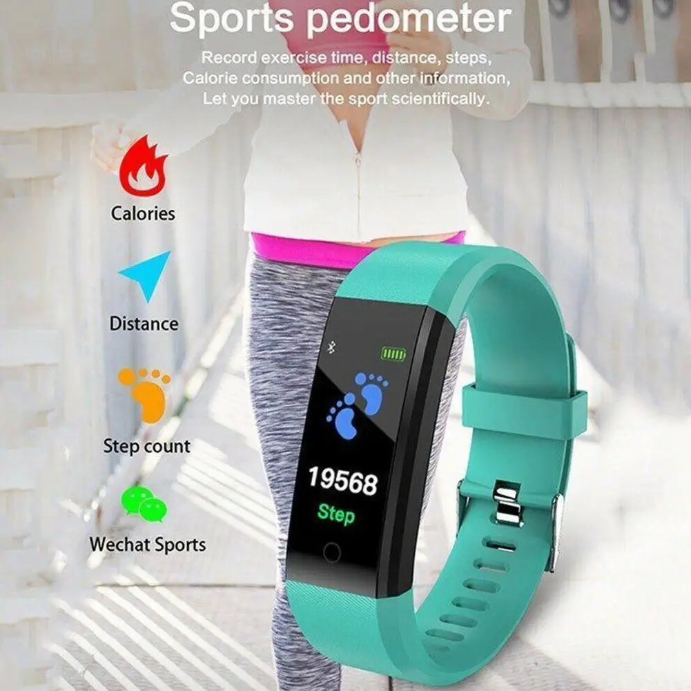 HD Color Screen 115plus Smart Band Heart Rate Health Watch Waterproof Sports Bracelet