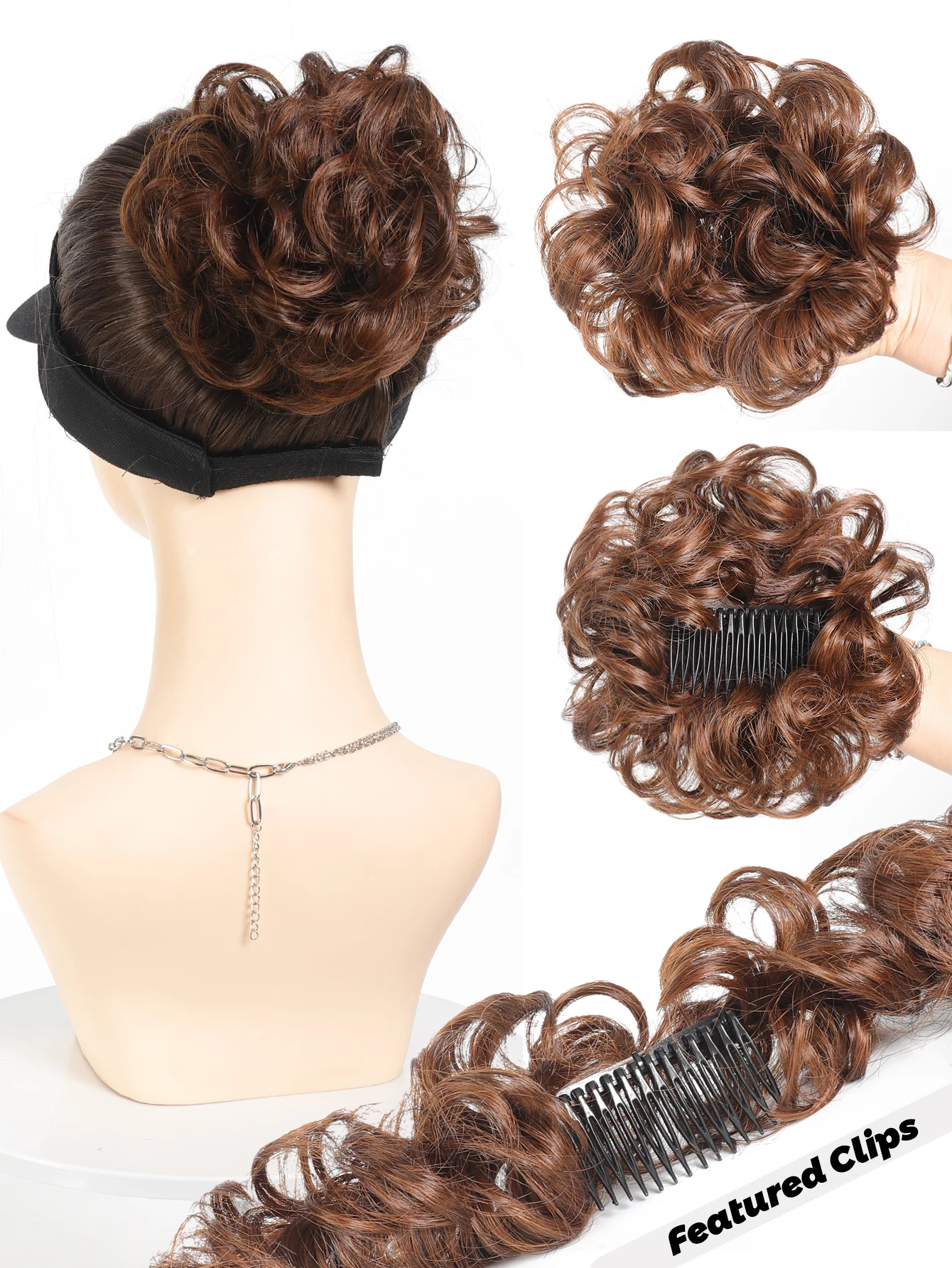 Synthetic Curly Hair Bun Extensions for Women