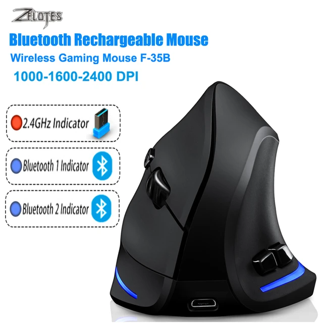 ZELOTES-Mouse Vertical Sem Fio Bluetooth, Óptico Recarregável, RGB, USB,  Ratos de Jogo para Windows, Mac, 2400 DPI, 2.4G, PUBG, LOL, CS - AliExpress