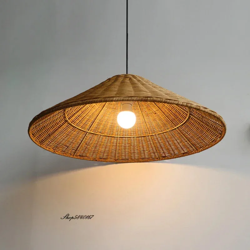 

Vintage Handmade Rattan Pendant Lights Minimalist Hand Knitted Wicher Lamps for Dining Room Restaurant Suspension Luminaire