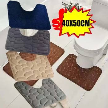 Tappeto 40cmX50cm Modello in pietra goffrata Tappetino per WC Tappetini per porte Assorbe tappetini per acqua Tappetino antiscivolo Tappetino per camera da letto Decorazione per la casa 1