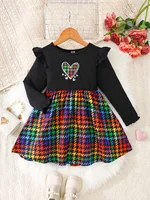 Robe de printemps et d'automne pour filles, motif cœur, tissu côtelé confortable, robe de princesse décontractée pour enfants de 1 à 8 ans 2