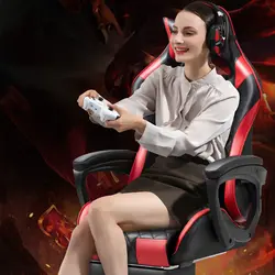 Silla de oficina de cuero PU para videojuegos, asiento cómodo y ejecutivo para ordenador, reclinable, masaje, novedad