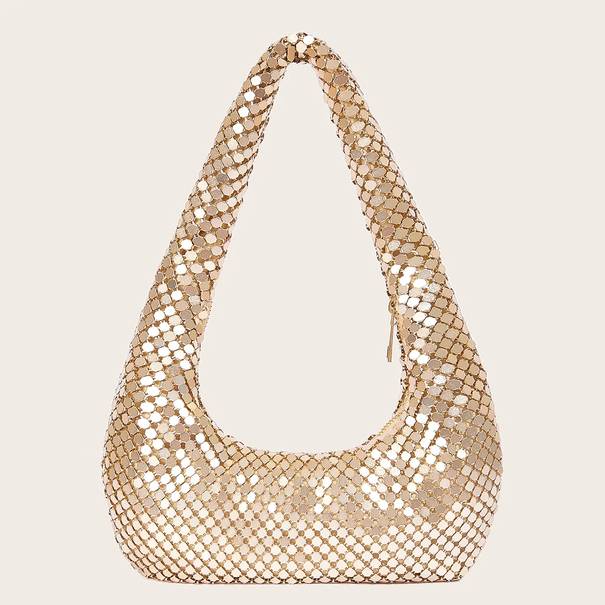 

2023 Summer New Women's Bag Niche Bright Color Shining Half Moon Mini Party Shoulder Bag Evening Purse