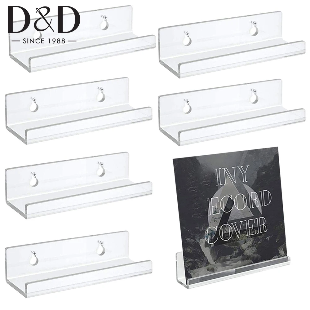 1Set Clear Acrylic Record Shelf Wall Mount Album Records Storage Rack With Installation Hardware Tools Home Floating Bookshelf