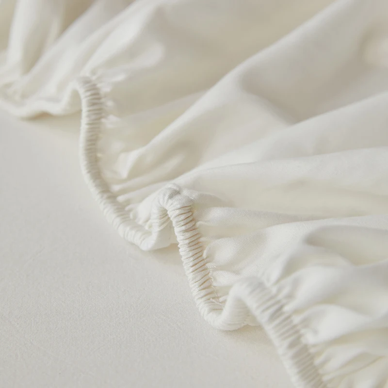 Washed Cotton Fitted Bed Sheet with Elastic Band Solid Color Mattress Cover for Single Double King Queen Bed 140/150/160/180x200 6