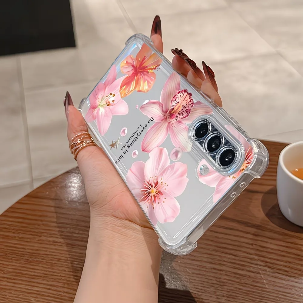 Floral Design Style Clear TPU Anti-Fall Phone Case