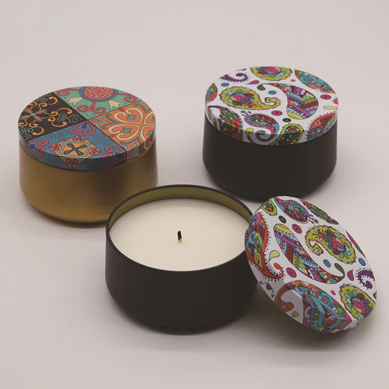 6oz Metal Round Balm Tins Black Gold Aromatherapy Scented Aluminum Jar