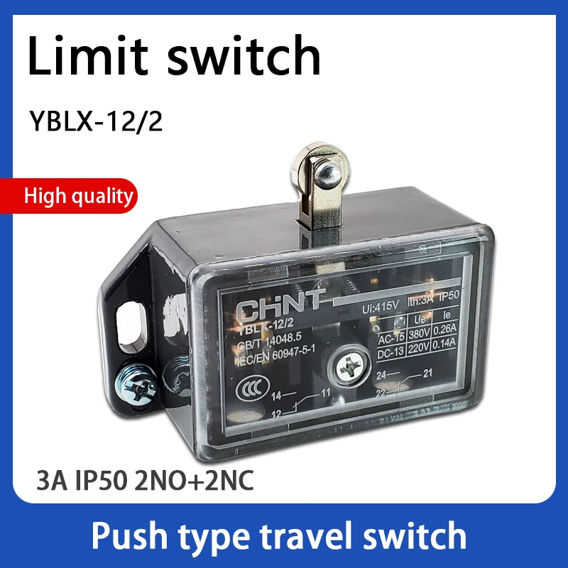 Limiteur de voyage mentonnière YBLX-12/2 LX12-2, petit interrupteur avec  rouleau 220V 24V 380V 2NO + 2NC 3A, micro interrupteur à tige de poussée -  AliExpress