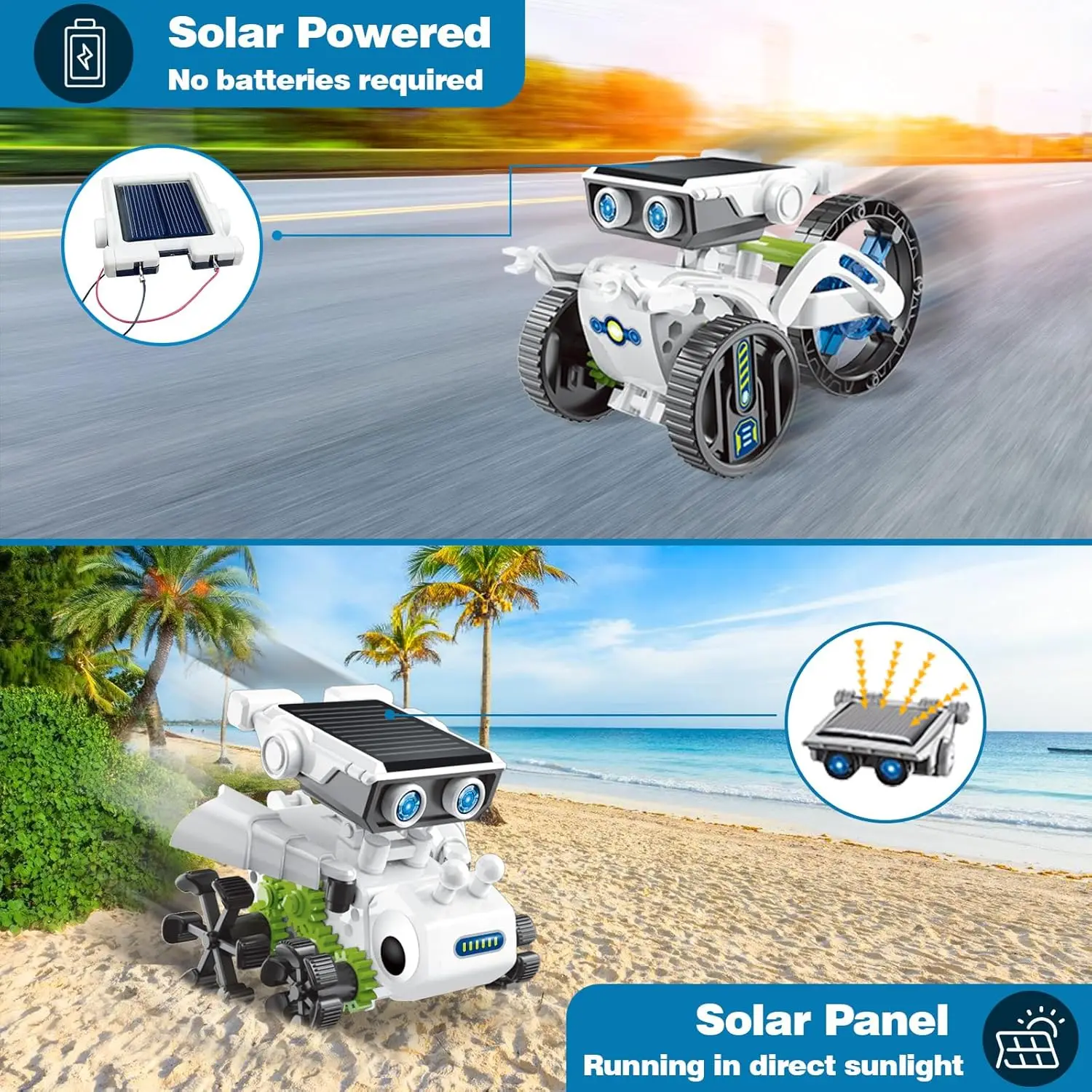 Solar Robot Kit 12 In 1 Solar Powered Robot Self-Assembly Science And Education Manual DIY Assembly Building Blocks Children's Puzzle Toys