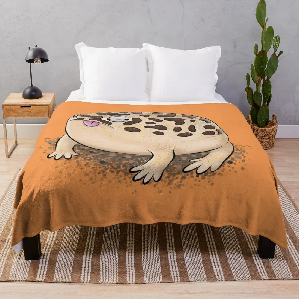 Cute Brown Desert Rain Frog Cartoon Illustration Throw Coperta Flanella Heavy To Sleep Nap Coperte Invernali Calde Ponderate