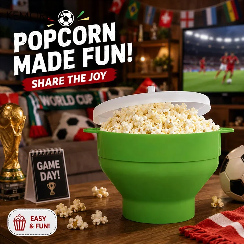Microwave Popcorn Maker – Large Foldable Silicone Bowl, BPA-Free & Dishwasher Safe, Ideal