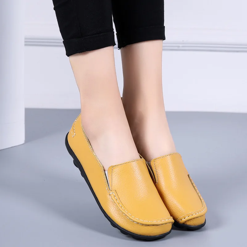 Flat Shoes for Woman Soft Casual Women Shoes Genuine Leather Lightweight Slip on Women Loafers Plus Size 44 Zapatos women shoes