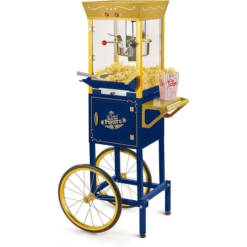 

Nostalgia Popcorn Maker Machine -With 8 Oz Kettle Makes Up to 32 Cups - Vintage Popcorn Machine Movie Theater Style -Navy & Gold