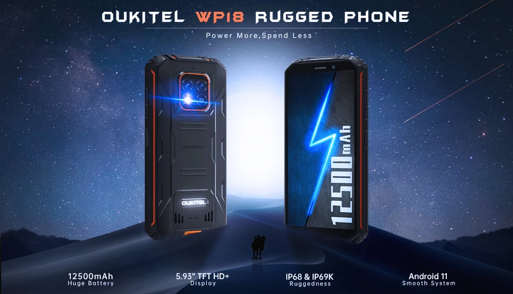 [world premiere] Oukitel WP18 Rugged Smartphone 5.93" 4G+32G 12500mAh Android 11 Mobile Phone HelioA22 13MP Quad Core Cell Phone cellphones for gaming