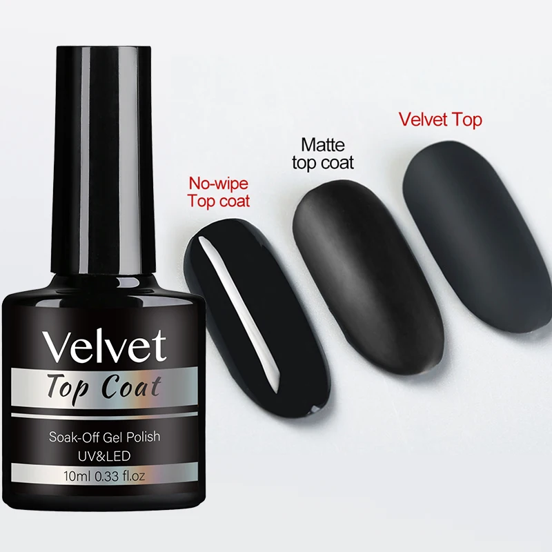 NAILCO 10ml Transparent Velvet Top Coat Gel Polish Nail Art Matte Top Base Semi Permanent Gel Varnish Blooming Coat No Wipe