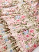 Seasixiang-فستان ماكسي شبكي عتيق بطول الأرض للنساء ، رقبة دائرية ، كم فانوس ، تطريز زهور ، موضة ، خريف ، حفلة 1