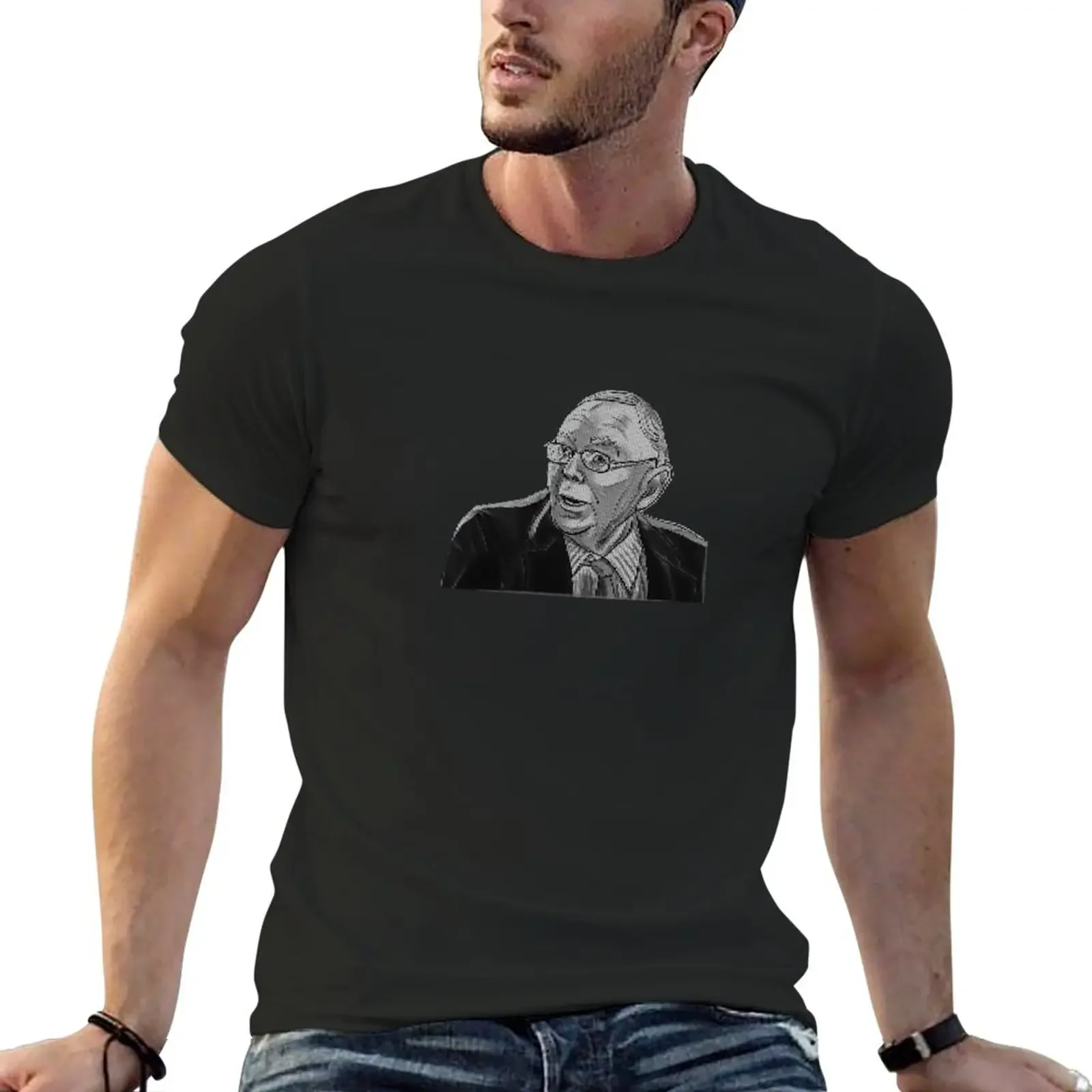 

Charlie Munger 8-bit T-Shirt Blouse hippie clothes mens graphic t-shirts hip hop