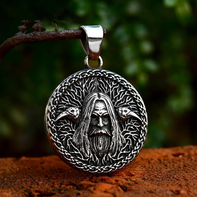 

Viking crow Old Men Stainless Steel Men Women Necklaces Pendants Chain Punk Trendy Fashion Jewelry Creativity Gift Wholesale