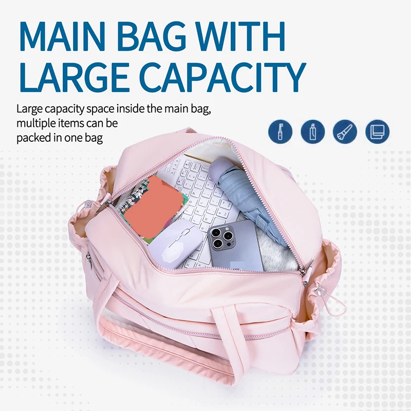 Travel handbag, large capacity women's fitness bag, multifunctional dry wet separation, short distance business luggage bag, por