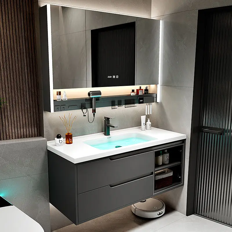 Modern Simple Bathroom Vanities Solid Wood Light Vanity Vanity Bathroom Vanities Partition Drawer Mobiletto Bagno Furniture