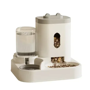 Automatic cat feeder with water fountain