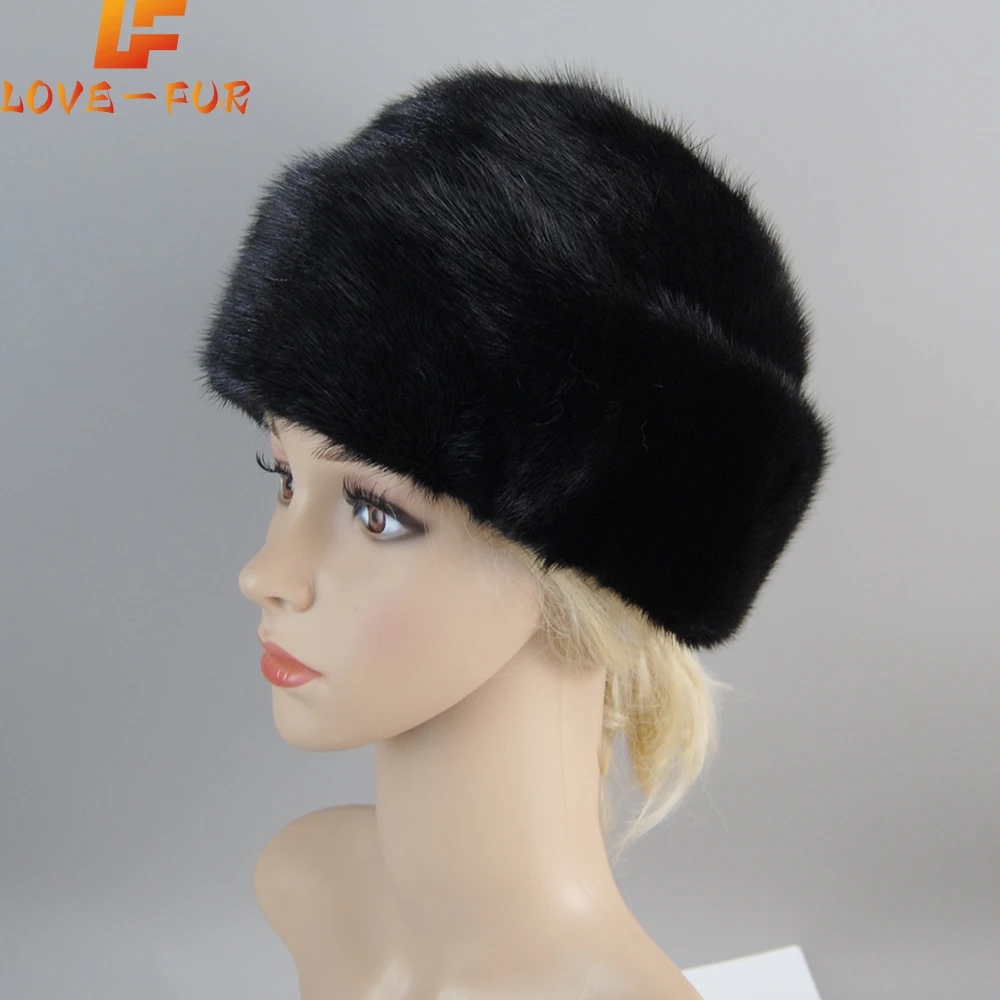 Vendita Calda Lady Outdoor 100% Vera Pelliccia Di Visone Cappelli Inverno Donna Qualità Di Lusso Vera Pelliccia Di Visone Cappello Naturale Caldo Pell