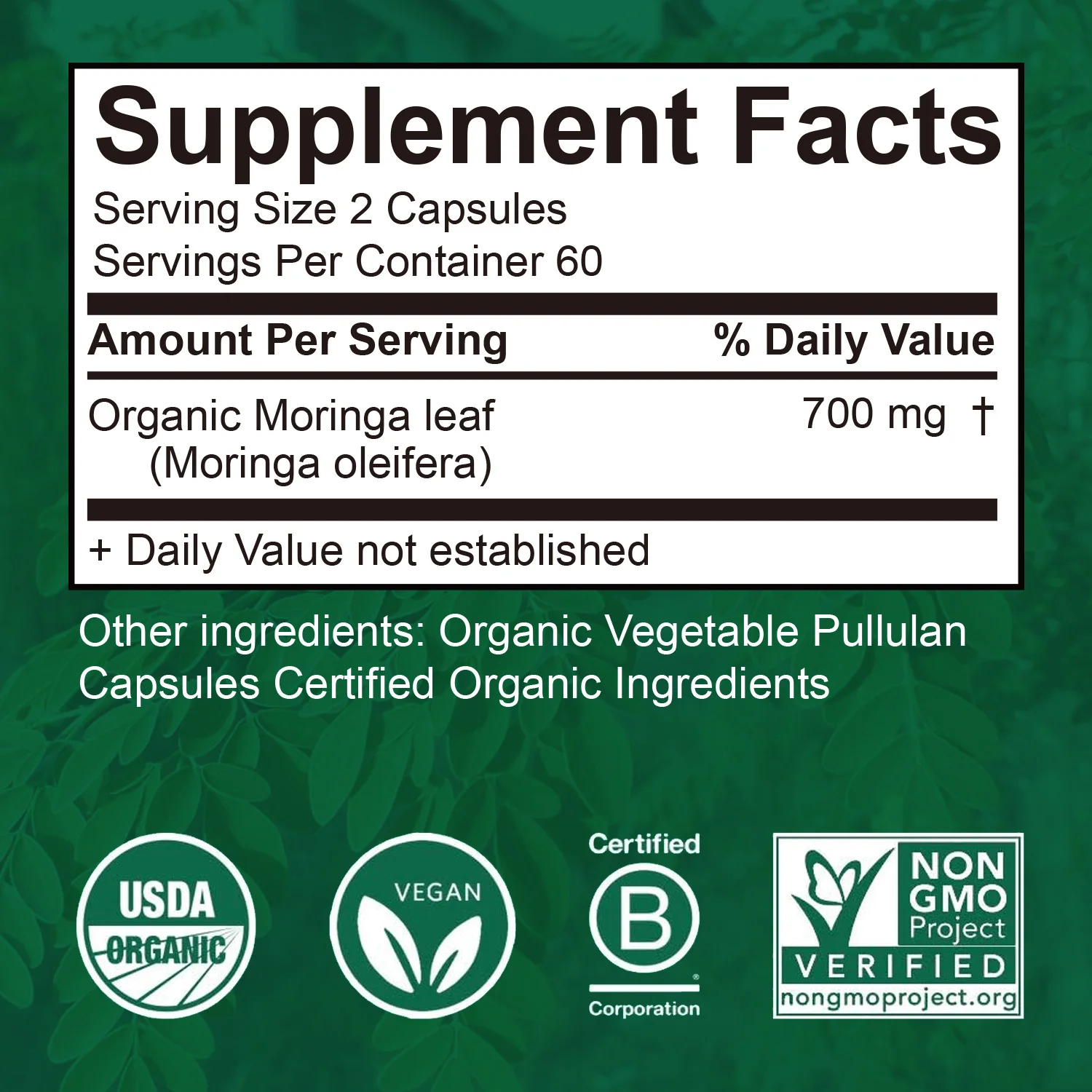 Energy Booster Organic Moringa Capsules Relieve Joint Pain and Promote Energy Production