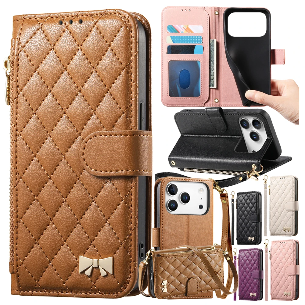 Crossbody Flip Wallet Case with Card Slots and Strap - Versatile Stand Phone Cover