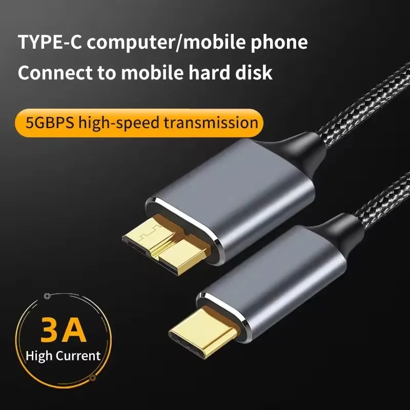 5Gbps 유형 C-마이크로 B USB3.0 케이블 하드 디스크 드라이브 MacBook 노트북 전화용 고속 데이터 케이블 외부 디스크 SSD HDD 카메라