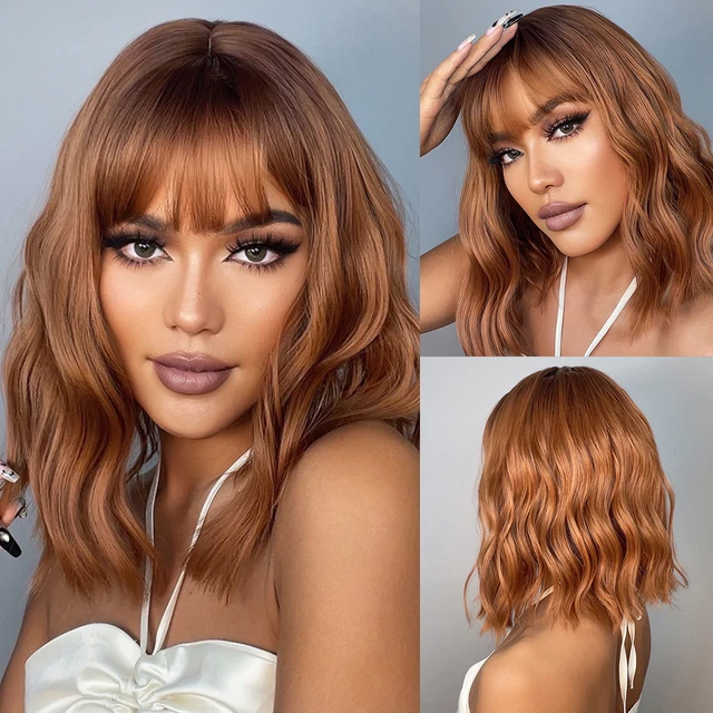 Renaissance Greengrocer flute Copper Brown Synthetic Wigs With Bangs Short Bob Orange Ginger Water Wave  Hair Wig For Women Cosplay Natural Hair Heat Resistant - Synthetic Wigs(for  Black) - AliExpress