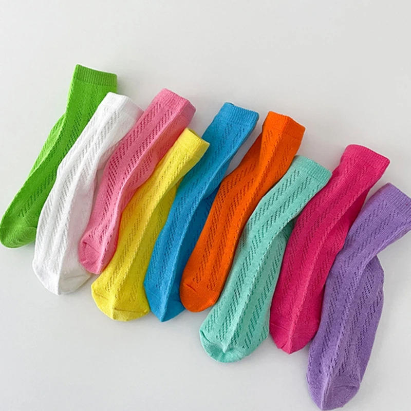 4 Pairs/Lot Baby Kids Socks Four Seasons Cotton Solid Sock Candy Color Toddler Boy Girls Floor Socks Children Sock kids socks
