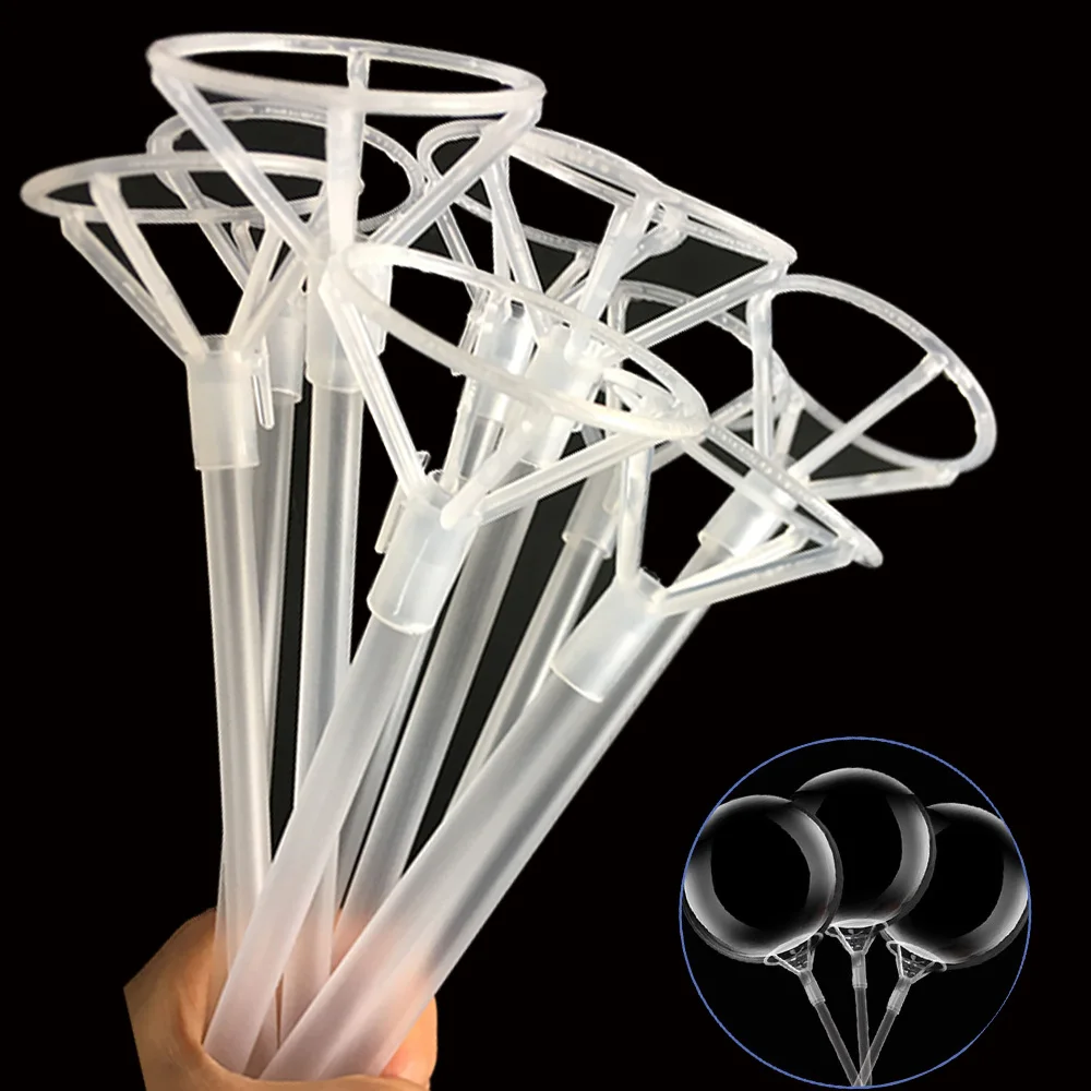 

25set 50set Gaint Balloon Stick Big Cup Holder Transparent Bubble Ballons Led Balloon Accessories Wedding Birthday Supplies 40cm