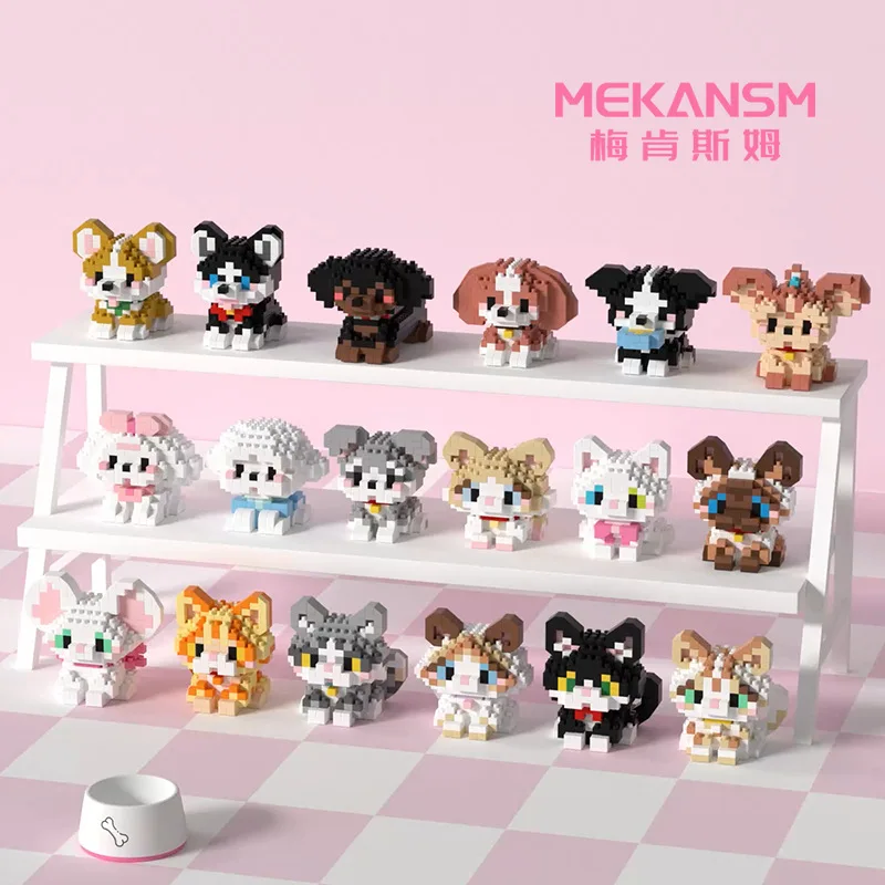 Cat Animal Brick Toy for Children Girls 8 To 10 Years Old Birthday Gift Construction Block Set Mini Building Blocks Educational 3