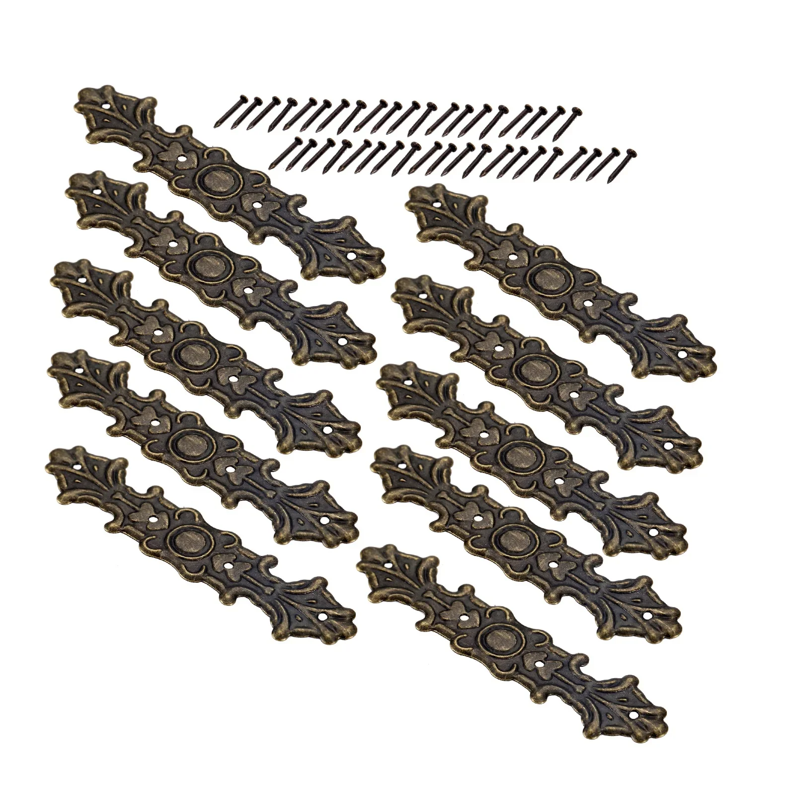 10Pcs Antique Bronze Flower Wraps Cabochon Flatback Metal Embellishments Scrapbook Decorative Protectors Corner Brackets 79*20mm metal decorative protectors