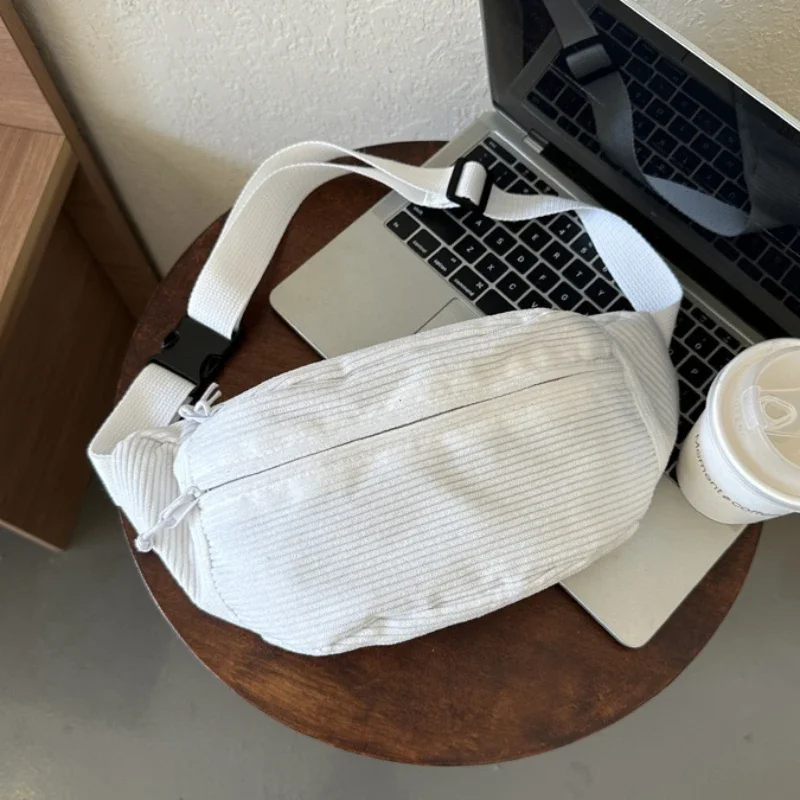 Corduroy Women Waist Bag Canvas Student Shoulder Crossbody Chest Bag 2026 Fanny Pack Fashion Phone Banana Female Bum Belt Bags