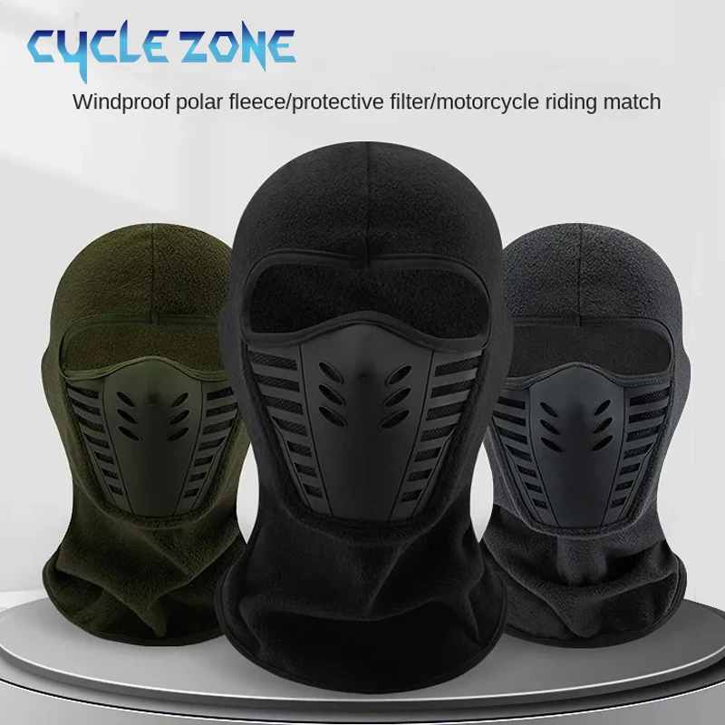Masque thermique d'hiver pour moto, cagoule coupe-vent, couverture faciale en polaire pour Ski, cyclisme, équitation, masque complet chaud anti-poussière